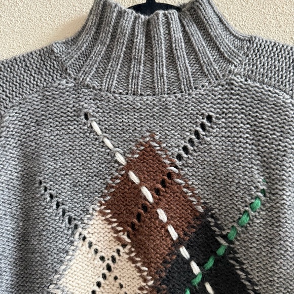 Zara Diamond Knit Sweater in grey marl, Size S - Picture 7 of 10